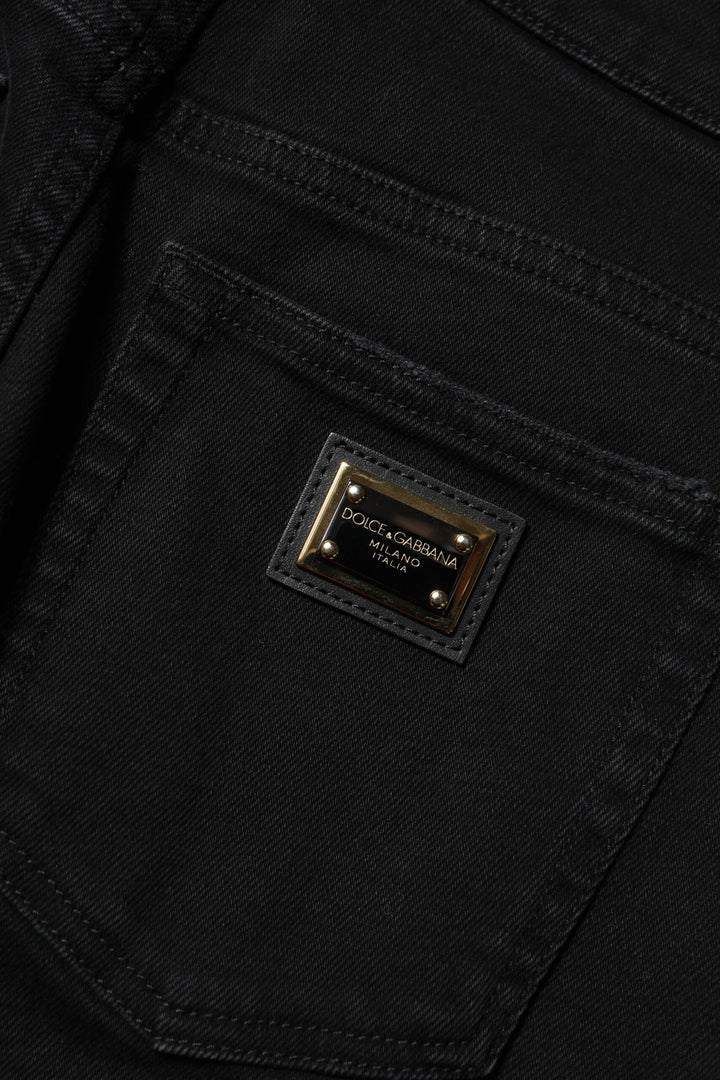 Dolce &amp; Gabbana Black Boyfriend Cotton Flared Denim Jeans