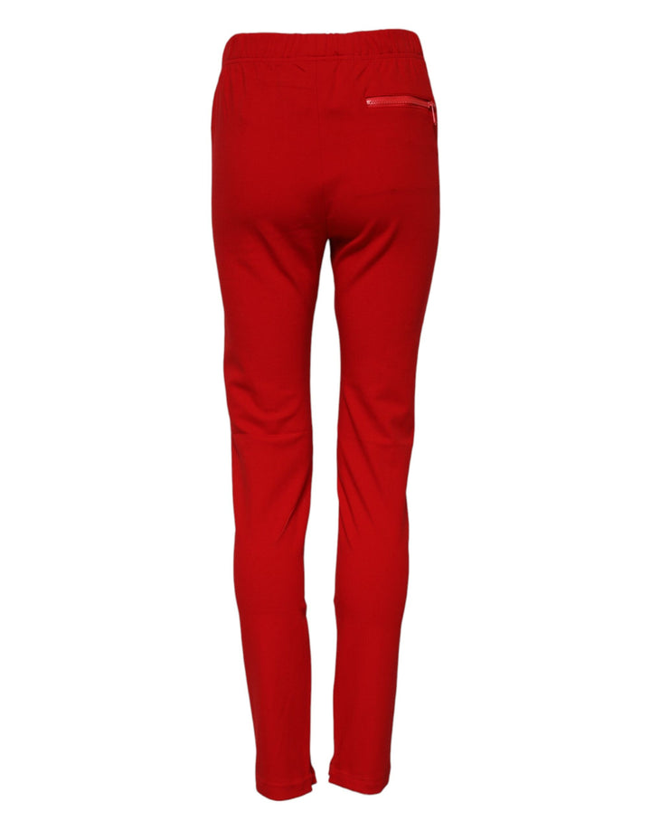 Dolce &amp; Gabbana Red Mid Waist Slim Fit Pants