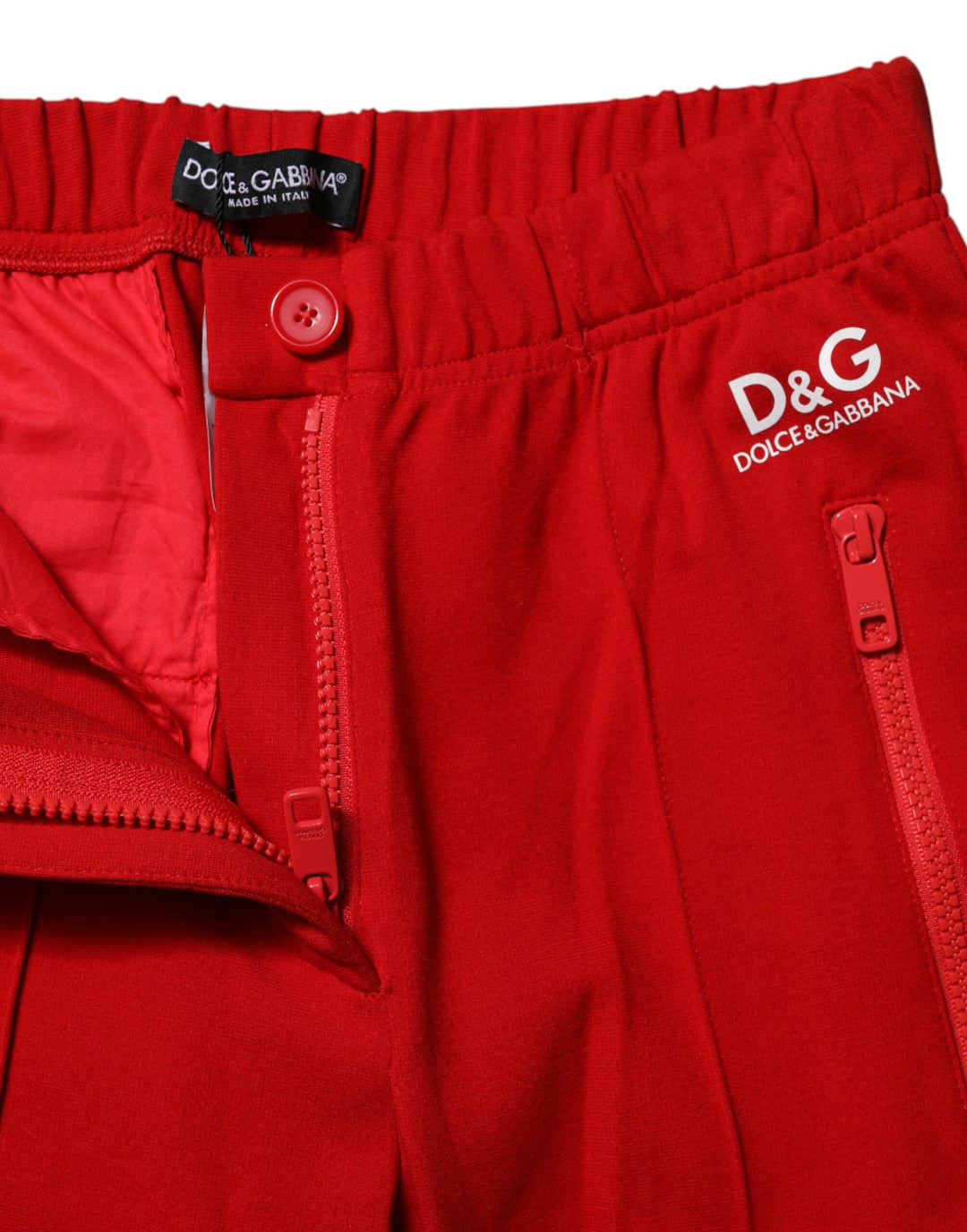 Dolce &amp; Gabbana Red Mid Waist Slim Fit Pants