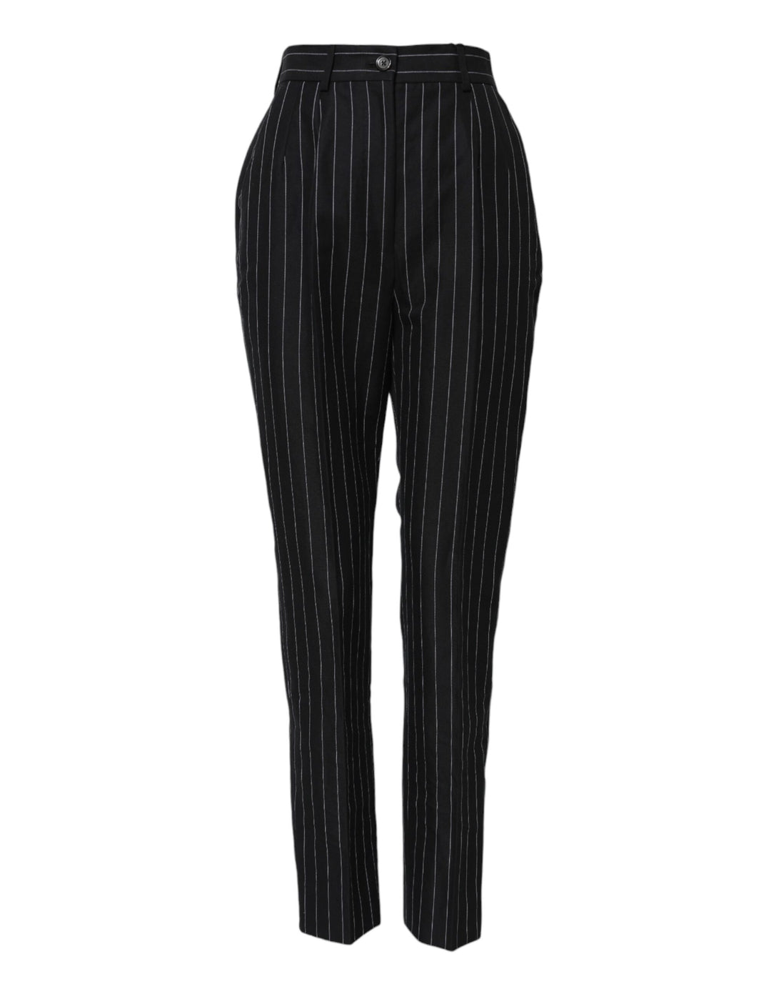 Dolce &amp; Gabbana Black Stripes High Waist Tapered Pants