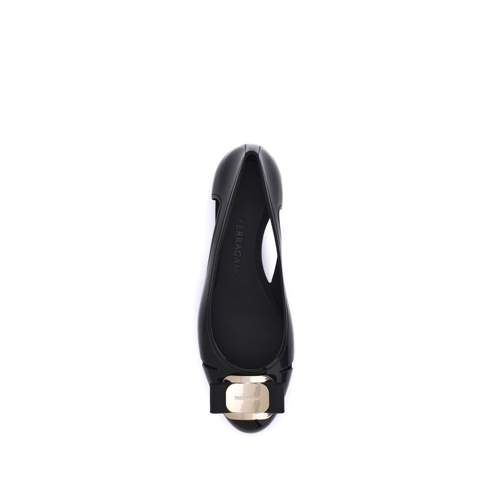 Ferragamo Black Pvc Ballet Flats