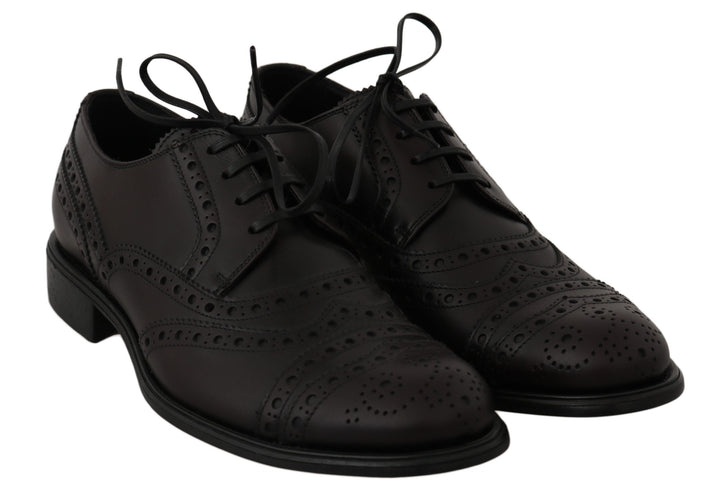 Dolce &amp; Gabbana Black Leather Wingtip Oxford Dress  Shoes