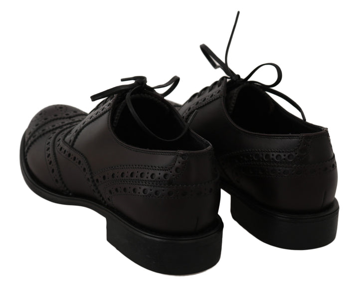 Dolce &amp; Gabbana Black Leather Wingtip Oxford Dress  Shoes