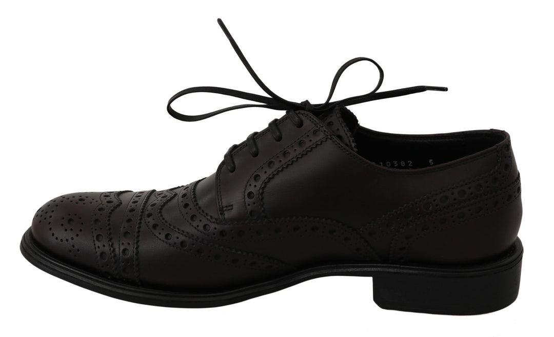 Dolce &amp; Gabbana Black Leather Wingtip Oxford Dress  Shoes