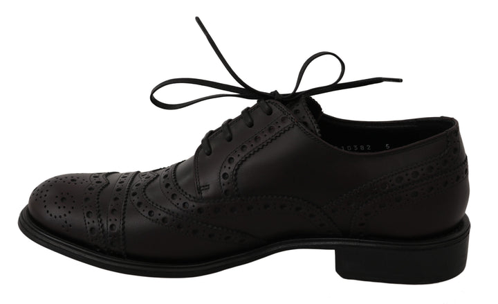 Dolce &amp; Gabbana Black Leather Wingtip Oxford Dress  Shoes