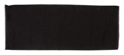 Dolce & Gabbana Dark Gray Virgin Wool Striped Pattern Wrap Scarf