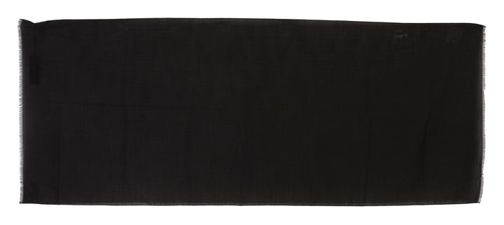 Dolce &amp; Gabbana Dark Gray Virgin Wool Striped Pattern Wrap Scarf