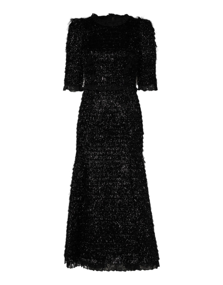 Dolce &amp; Gabbana Metallic Black Polyester A-line Midi Dress