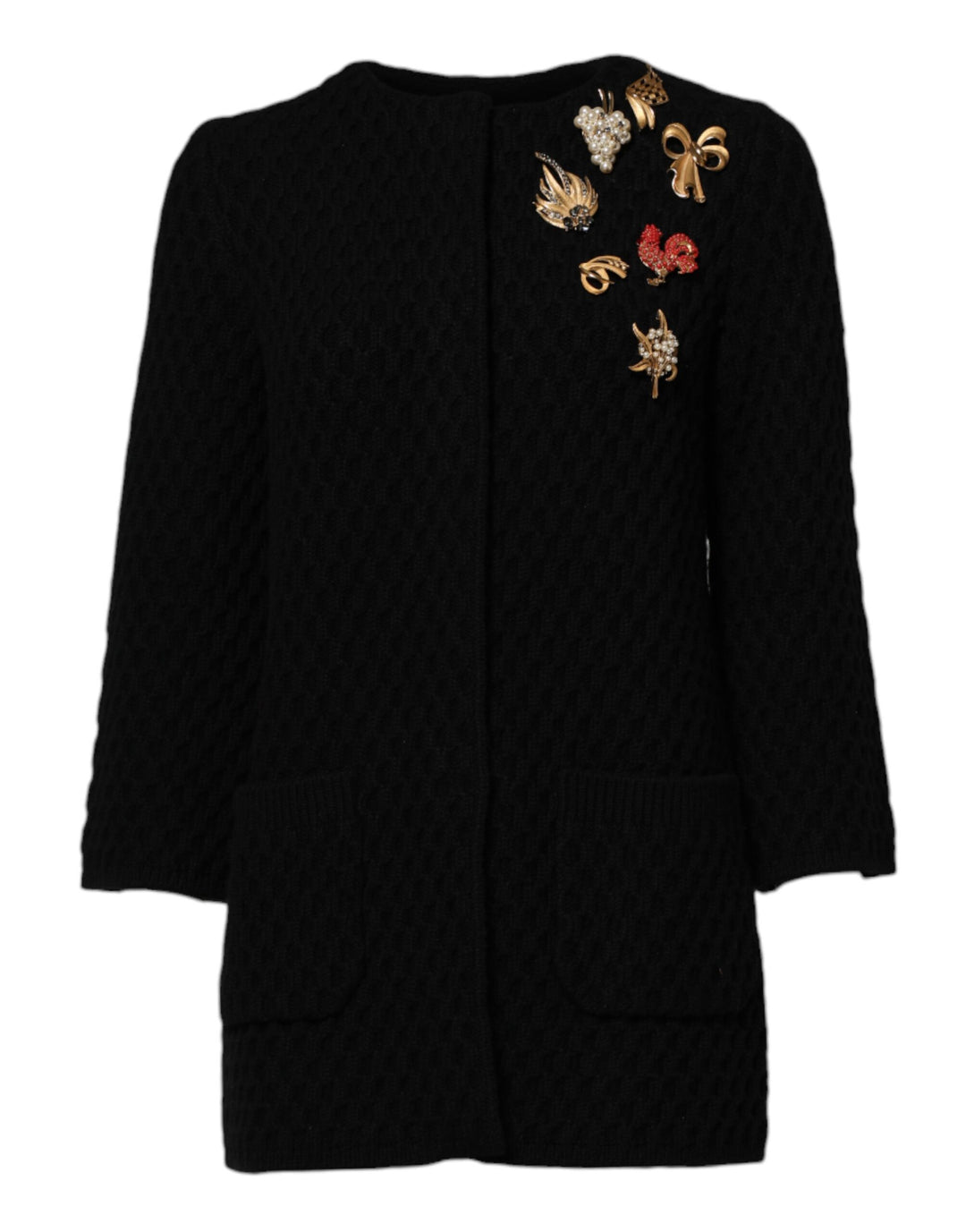 Dolce &amp; Gabbana Black Cashmere Quilted Embellished Jacket