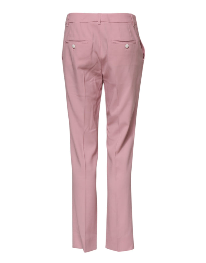 Dolce &amp; Gabbana Pink Wool Mid Waist Tapered Pants