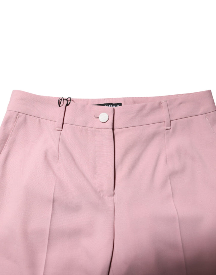 Dolce &amp; Gabbana Pink Wool Mid Waist Tapered Pants