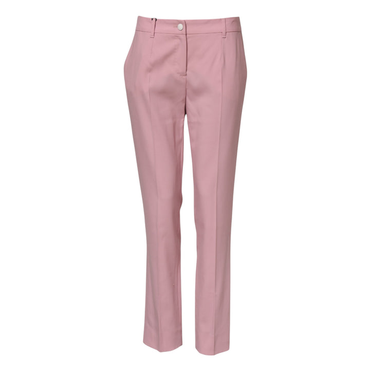 Dolce &amp; Gabbana Pink Wool Mid Waist Tapered Pants