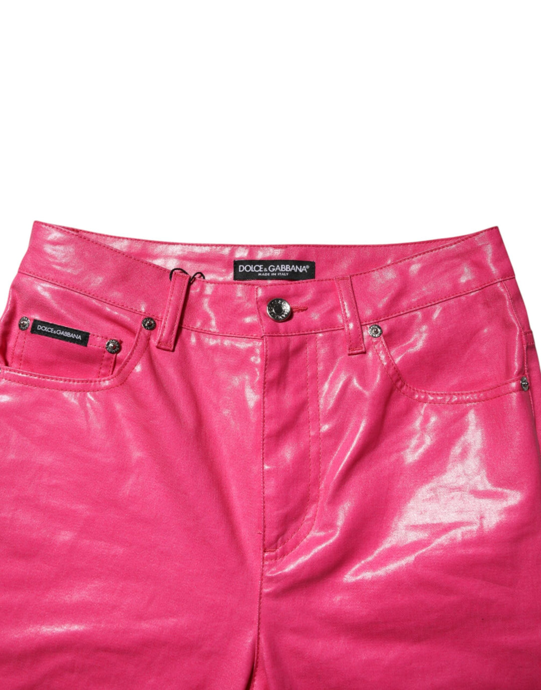Dolce &amp; Gabbana Pink Cotton High Waisted Skinny Denim Jeans