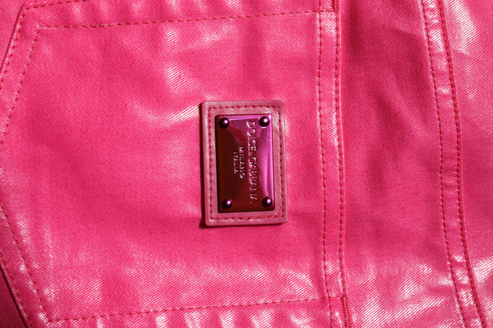 Dolce &amp; Gabbana Pink Cotton High Waisted Skinny Denim Jeans