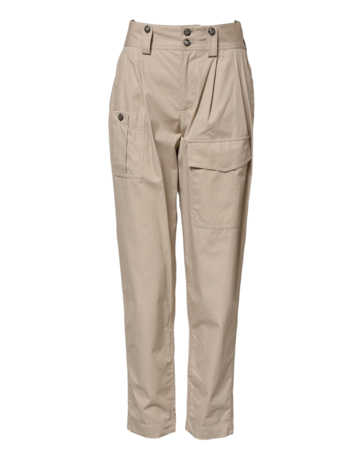 Dolce &amp; Gabbana Beige Cotton High Waisted Pants