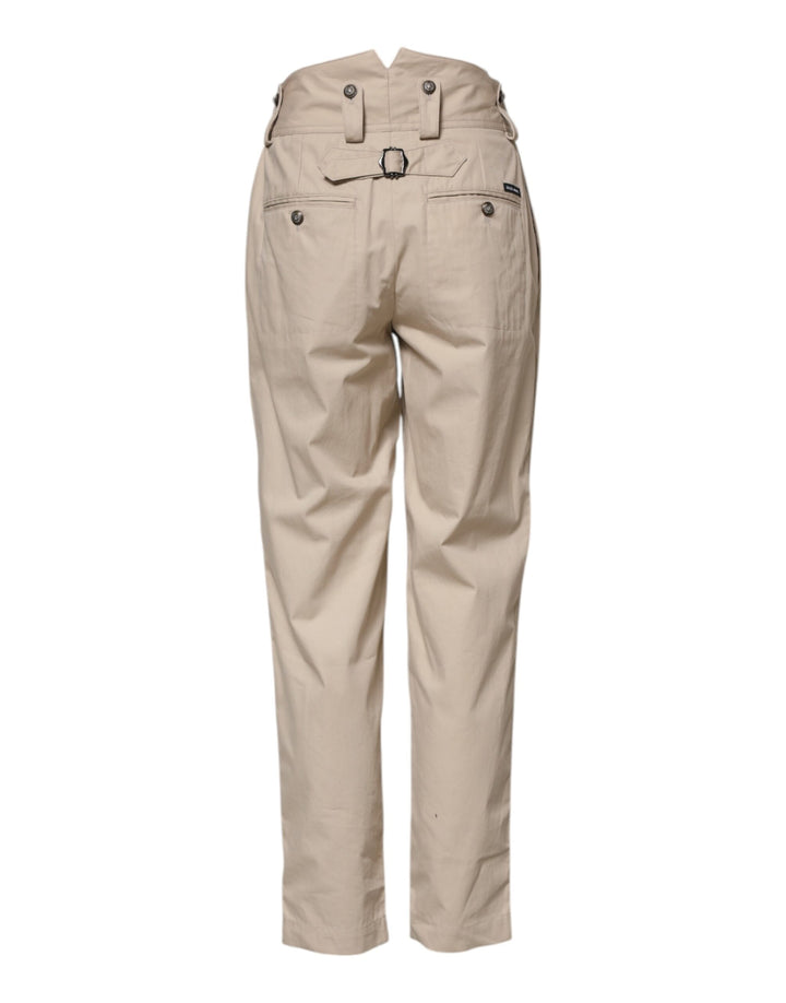 Dolce &amp; Gabbana Beige Cotton High Waisted Pants