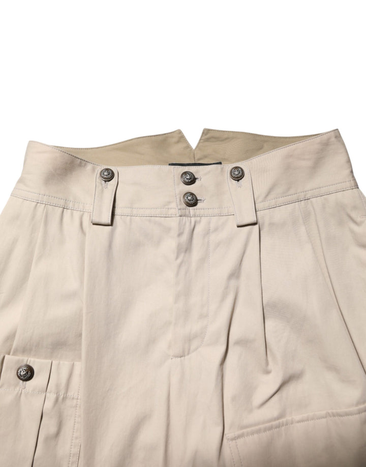 Dolce &amp; Gabbana Beige Cotton High Waisted Pants