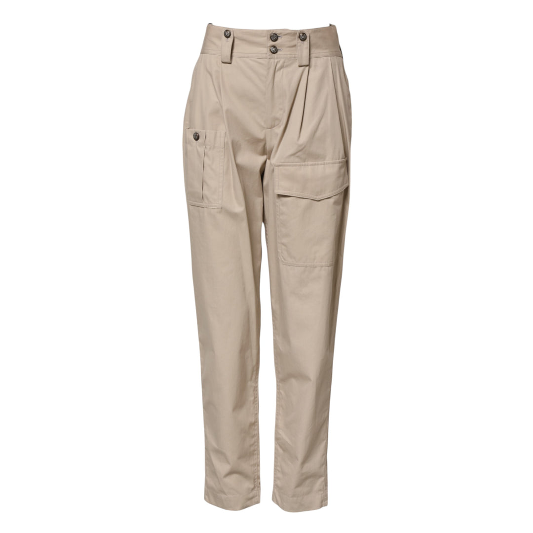 Dolce &amp; Gabbana Beige Cotton High Waisted Pants