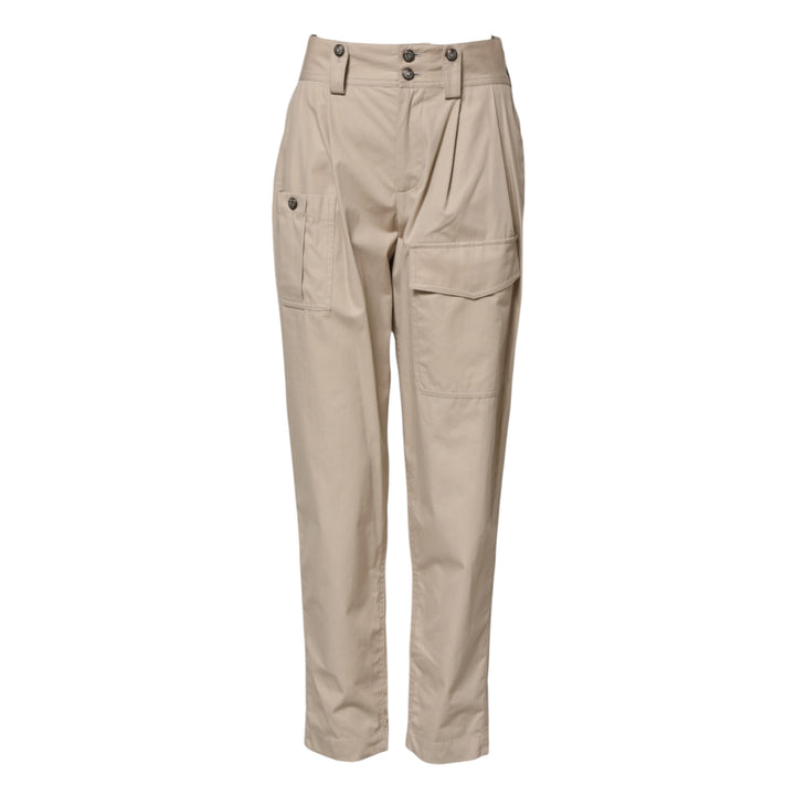 Dolce &amp; Gabbana Beige Cotton High Waisted Pants