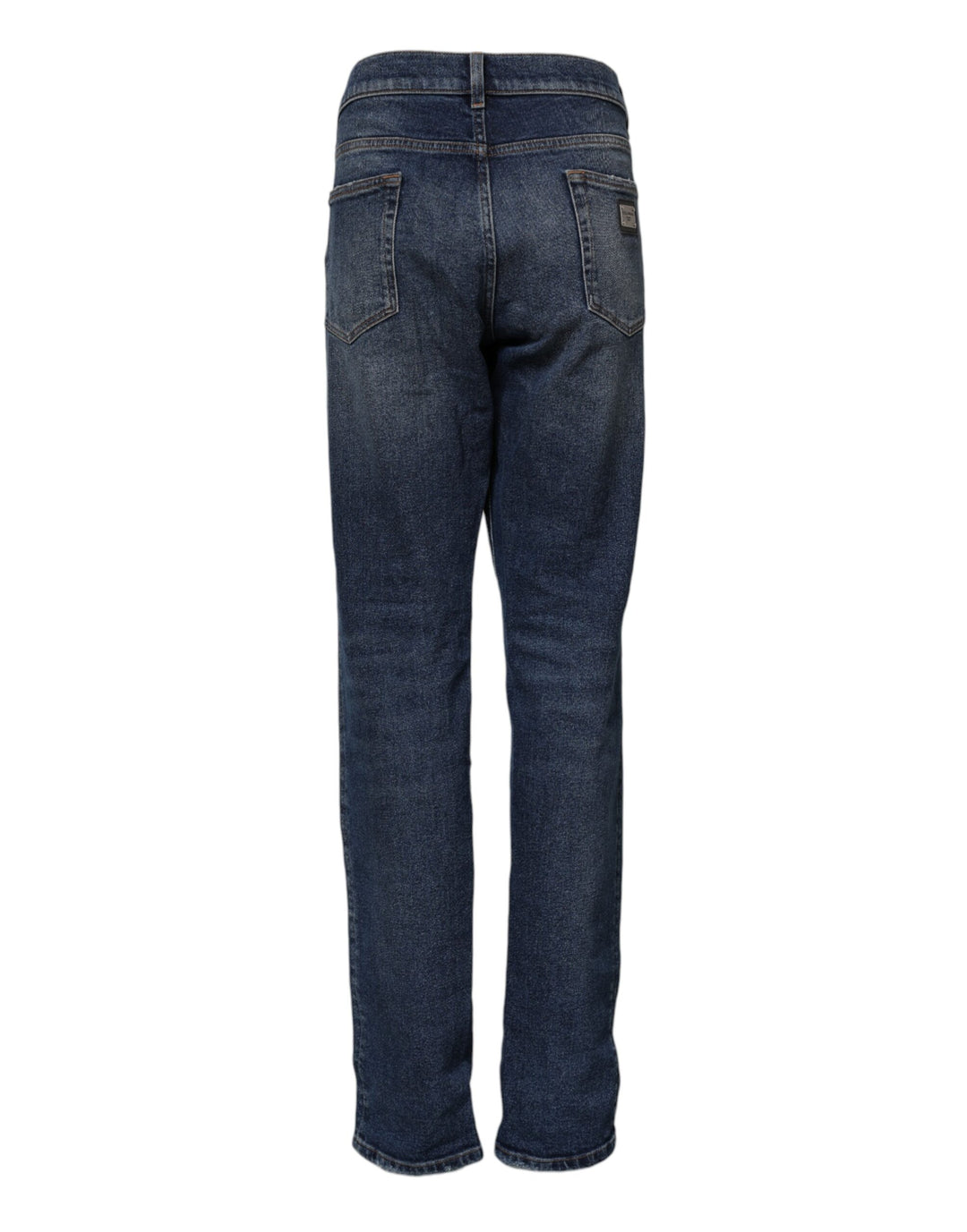 Dolce &amp; Gabbana Blue Cotton Mid Waisted Straight Denim Jeans