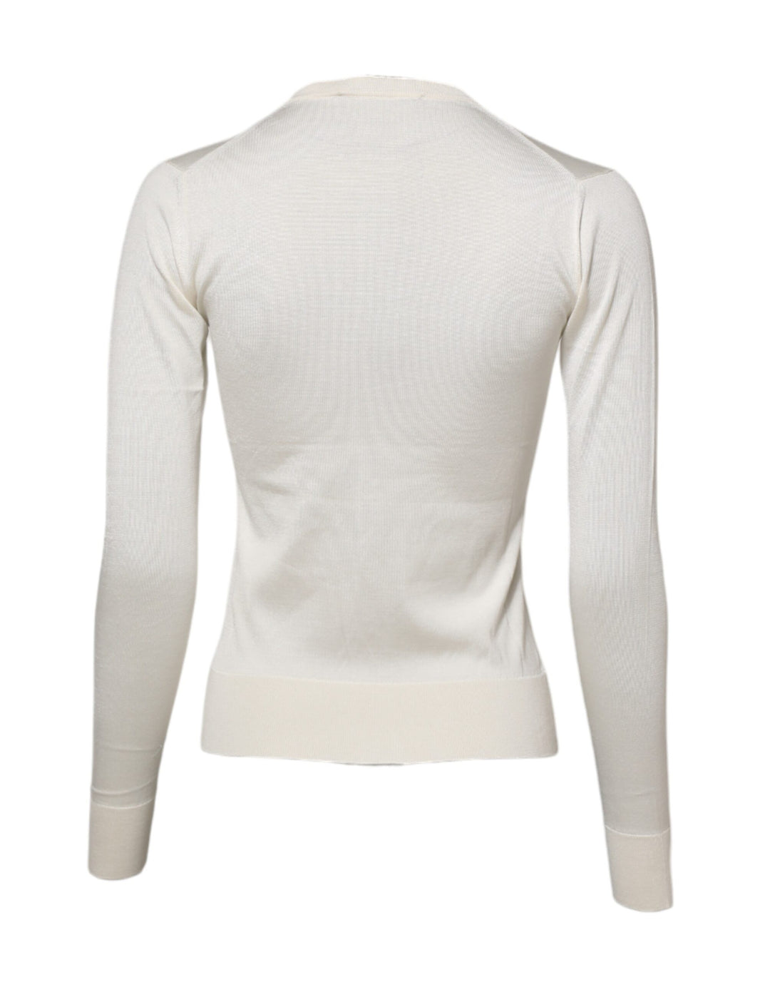 Dolce & Gabbana White Silk Lily Buttoned Cardigan Sweater