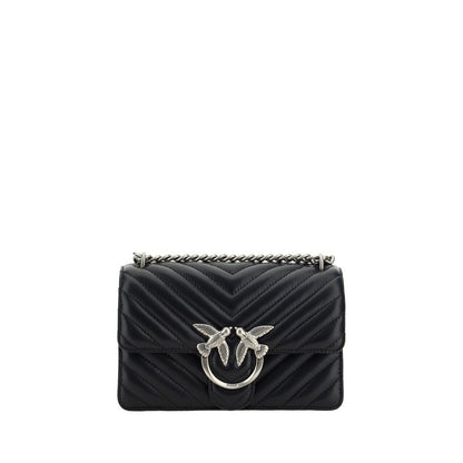 PINKO Black Calf Leather Bos Taurus Shoulder Bag