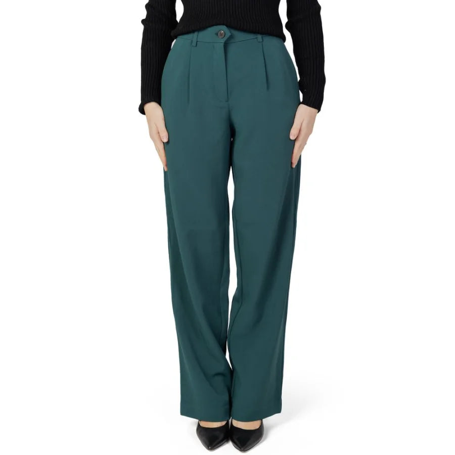 Vila Clothes Bicolor Recycled Polyester Flared Pants
