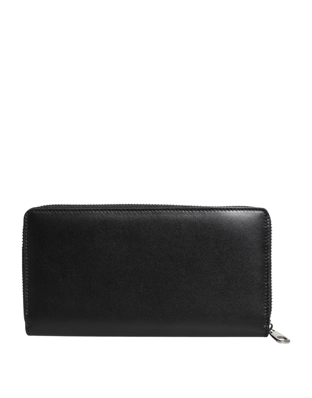 Dolce &amp; Gabbana Black Leather Logo Plaque Zip Around Continental Wallet