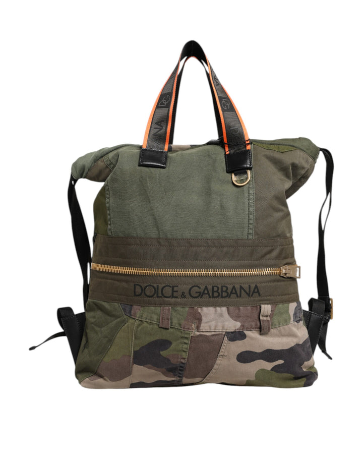 Dolce &amp; Gabbana Military Green Patchwork Rucksack Backpack Bag