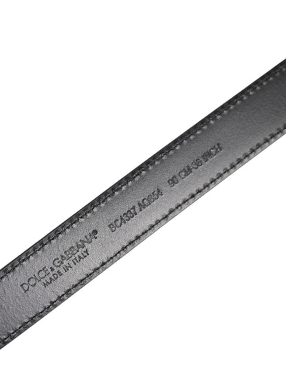 Dolce & Gabbana Black Red Leopard Silver Metal Buckle Belt