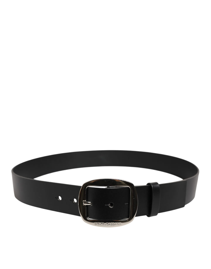 Dolce &amp; Gabbana Black Leather Classic Metal Buckle Belt