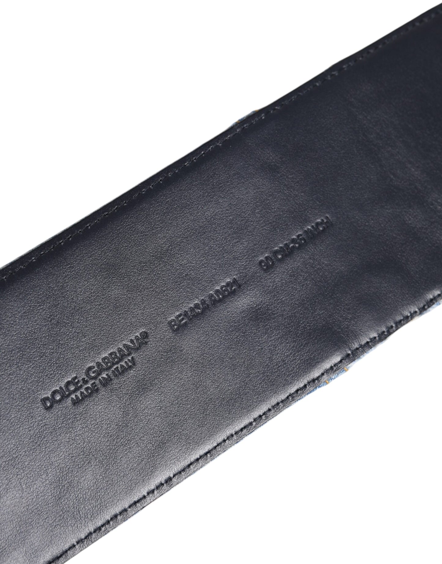 Dolce & Gabbana Two Tone Blue Denim Gold Metal Buckle Belt