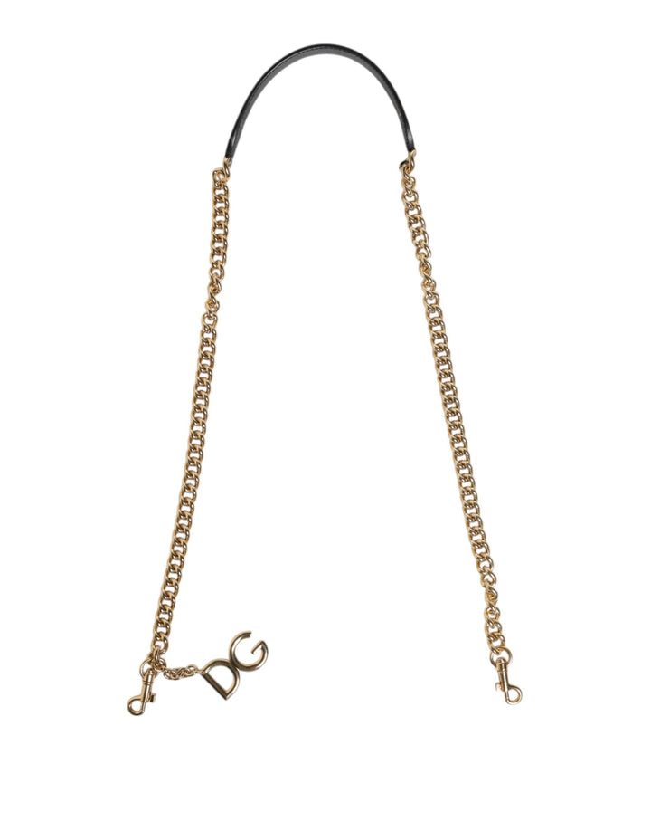 Dolce &amp; Gabbana Brown Leopard Gold Brass Chain Accessory Shoulder Strap