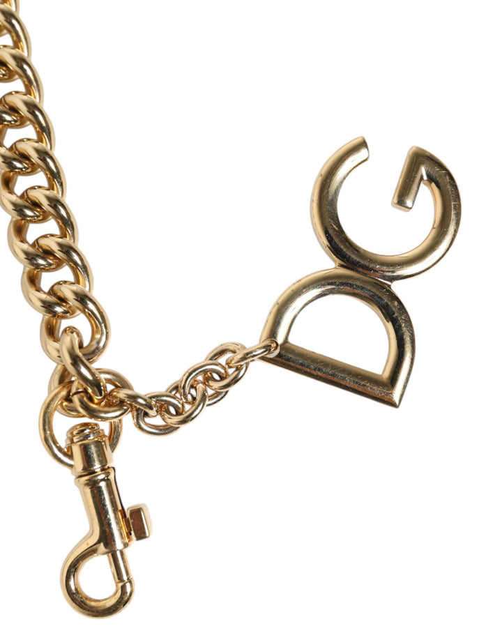 Dolce &amp; Gabbana Brown Leopard Gold Brass Chain Accessory Shoulder Strap