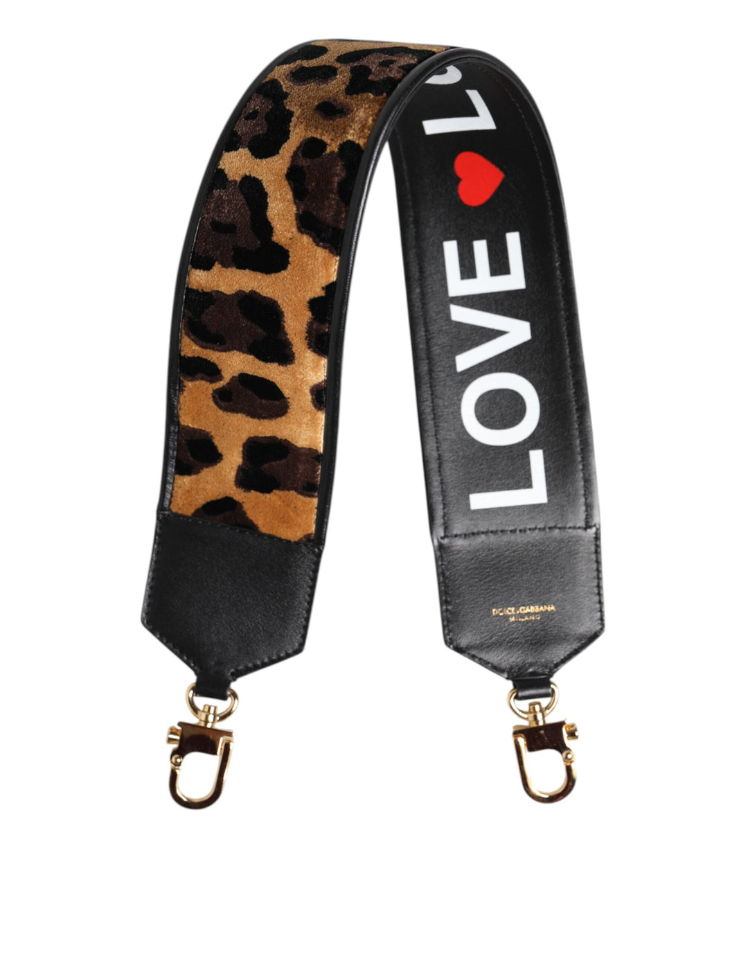 Dolce &amp; Gabbana Black Leopard Print Reversible Bag Shoulder Strap