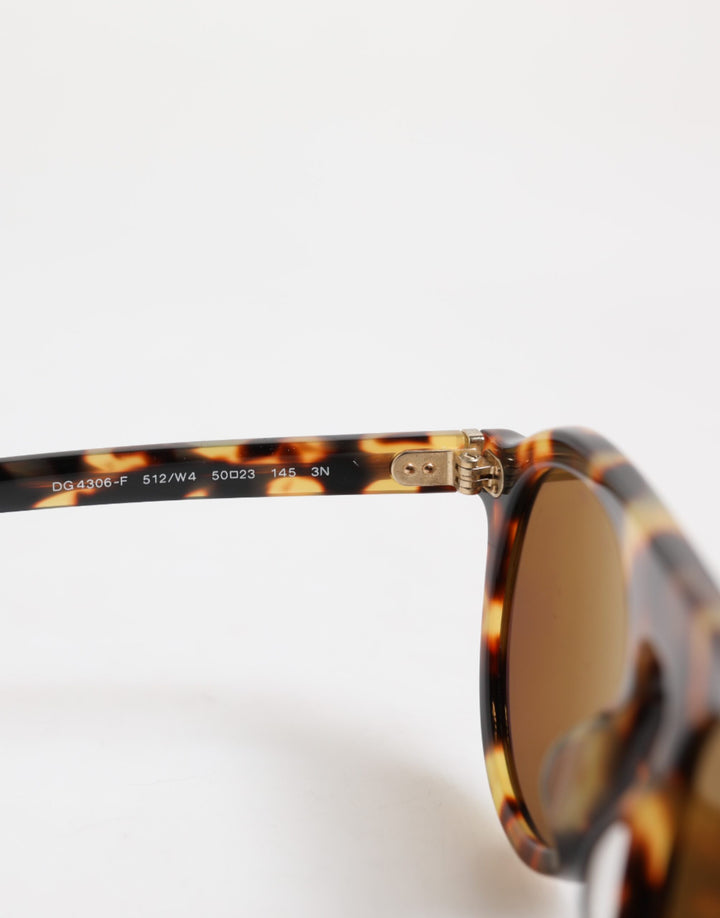 Dolce &amp; Gabbana Brown Acetate Round Leopard Print Eyewear Sunglasses