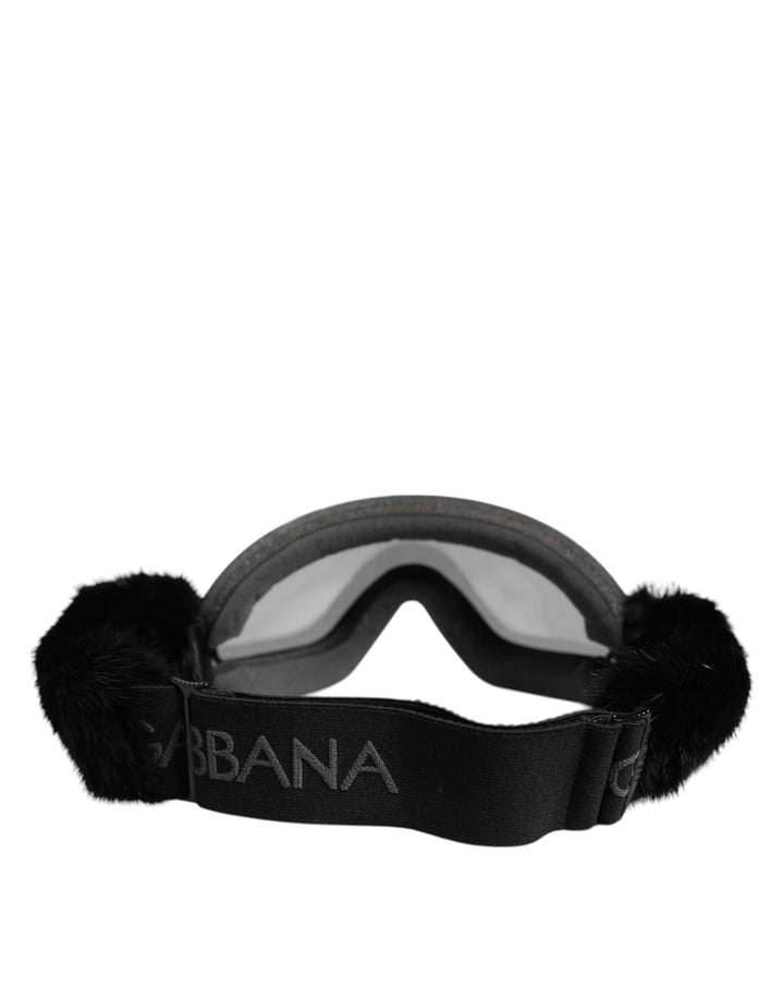 Dolce &amp; Gabbana Black Bi0759 Lace Mirrored Ski Goggles Mask Sunglasses