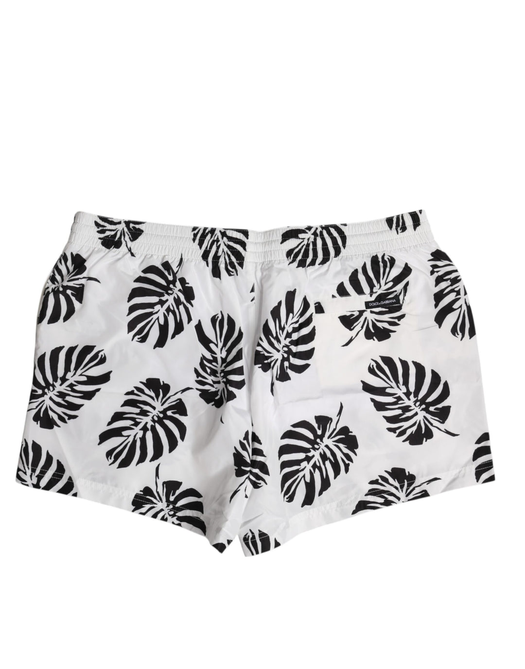 Dolce &amp; Gabbana White Black Print Beachwear Shorts Swimwear