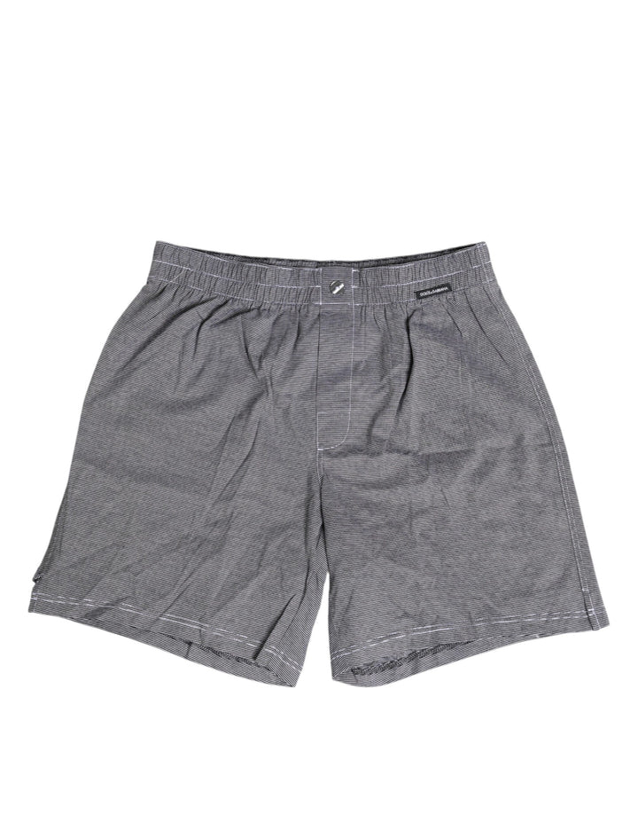 Dolce &amp; Gabbana Gray Striped Cotton Regular Boxer Underwear