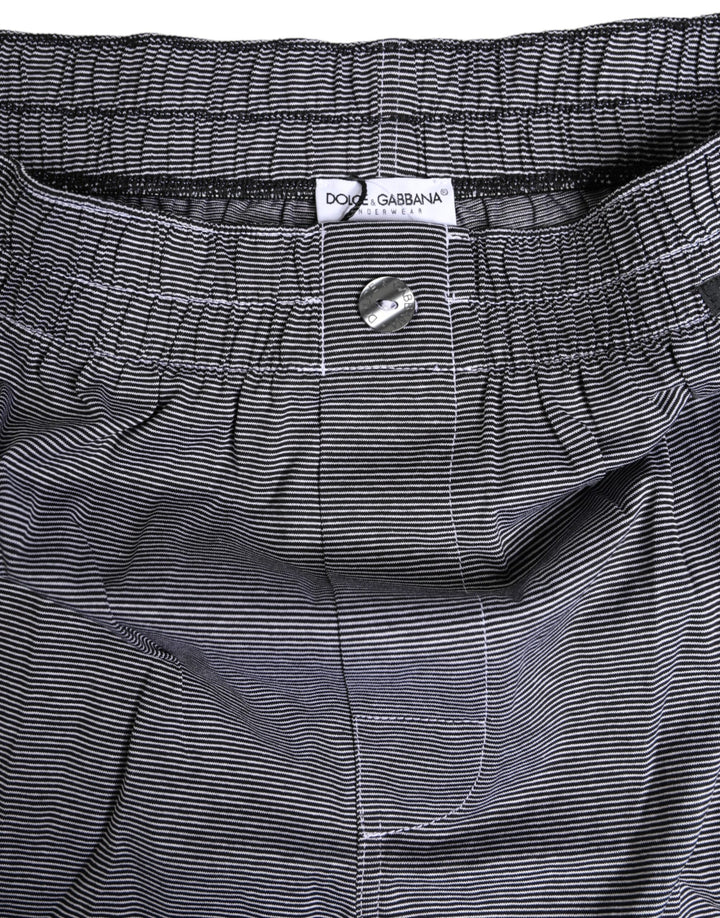 Dolce &amp; Gabbana Gray Striped Cotton Regular Boxer Underwear