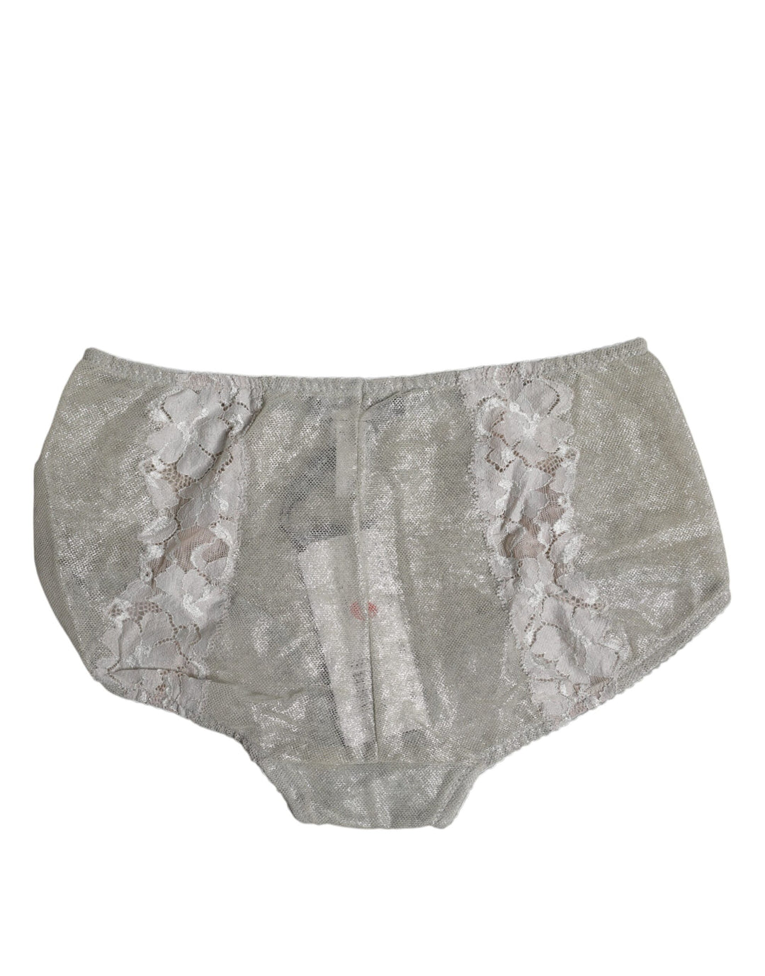 Dolce &amp; Gabbana Gray Cotton Floral Lace High Waist Panty Underwear