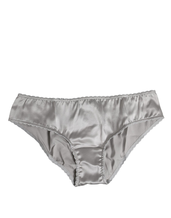 Dolce &amp; Gabbana Gray Silk Stretch Bottom Low Waist Panty Underwear