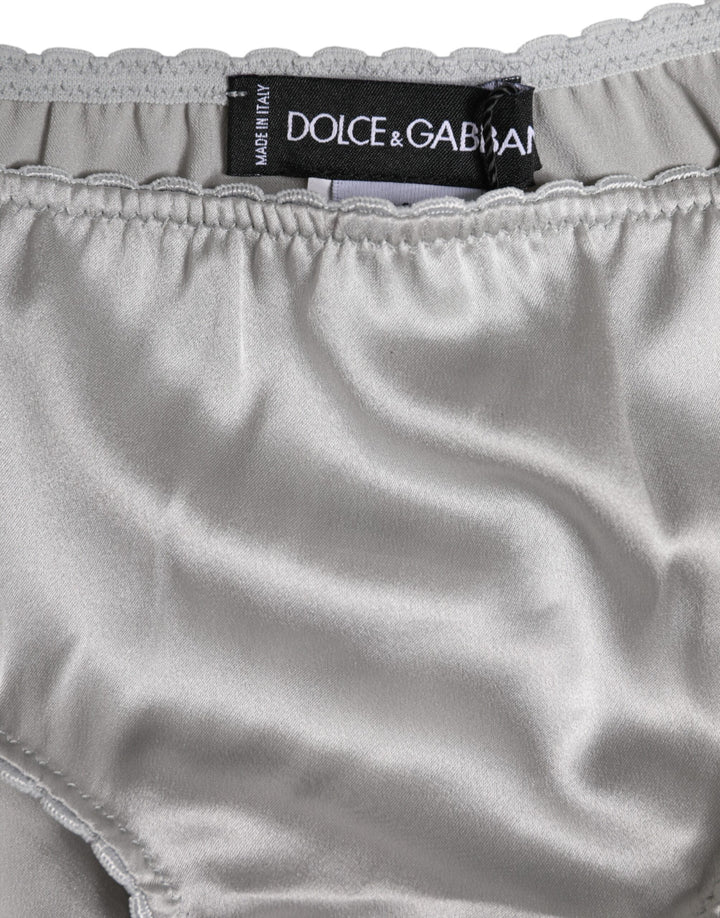 Dolce &amp; Gabbana Gray Silk Stretch Bottom Low Waist Panty Underwear