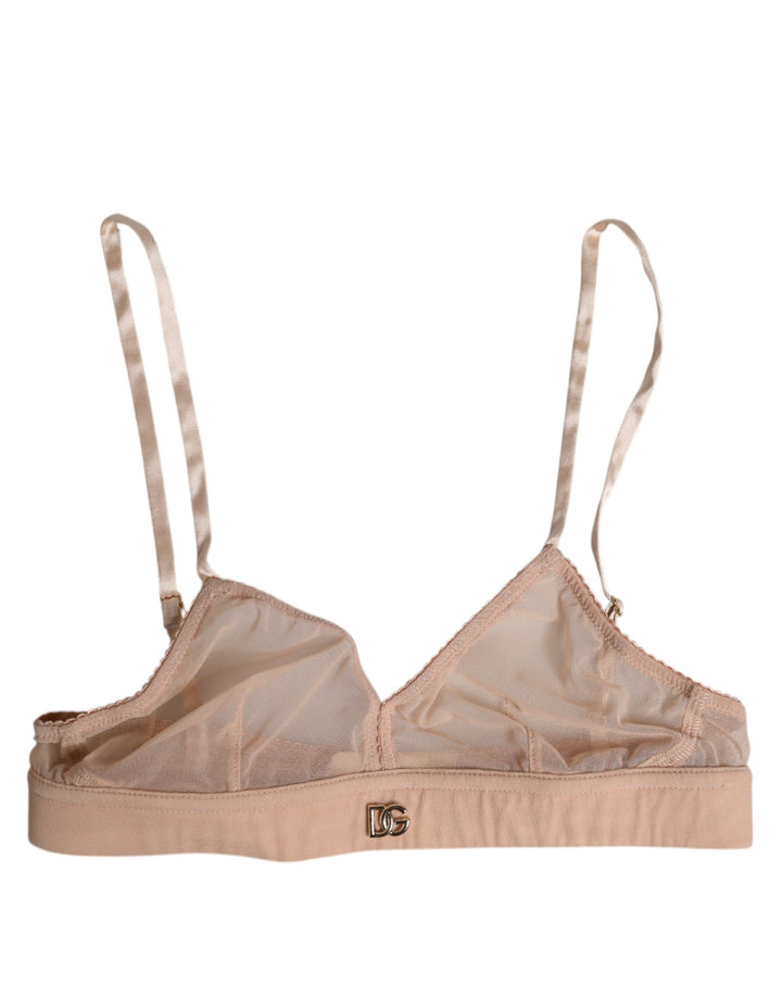 Dolce &amp; Gabbana Powder Pink Nylon DG Logo Non Wire Bra Underwear