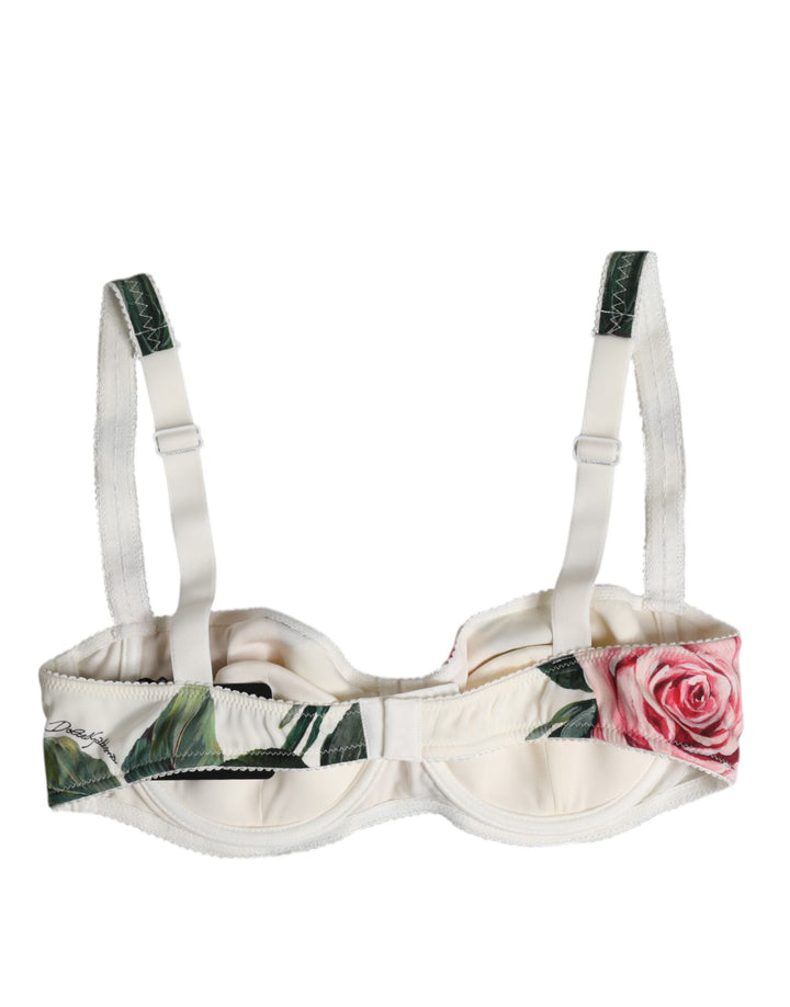 Dolce & Gabbana White Floral Balconette Underwired Bra Underwear