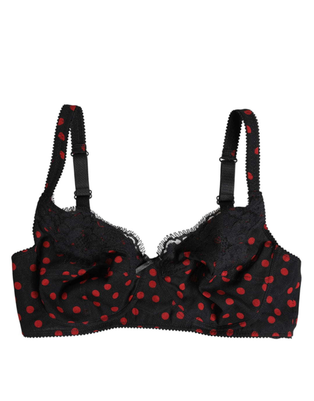 Dolce &amp; Gabbana Black Red Polka Dot Underwired Balconette Underwear