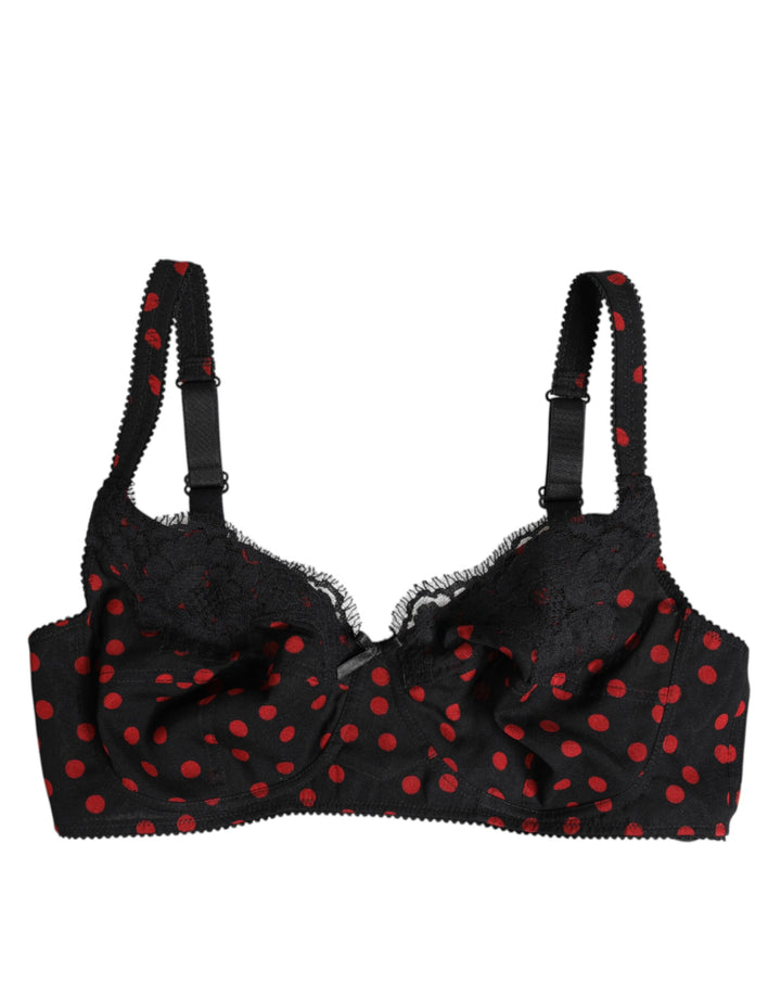 Dolce &amp; Gabbana Black Red Polka Dot Underwired Balconette Underwear