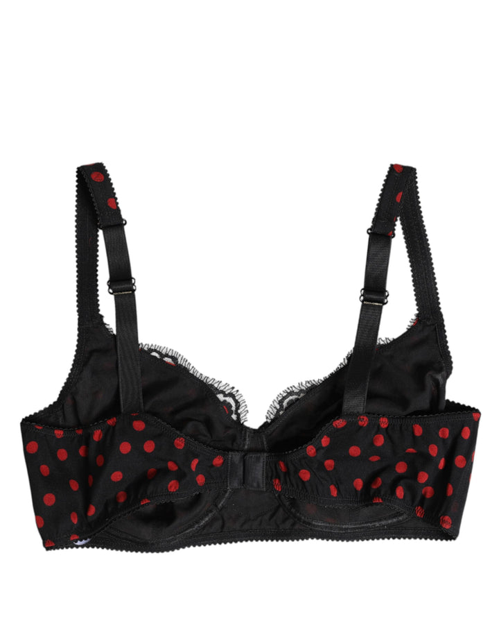 Dolce &amp; Gabbana Black Red Polka Dot Underwired Balconette Underwear
