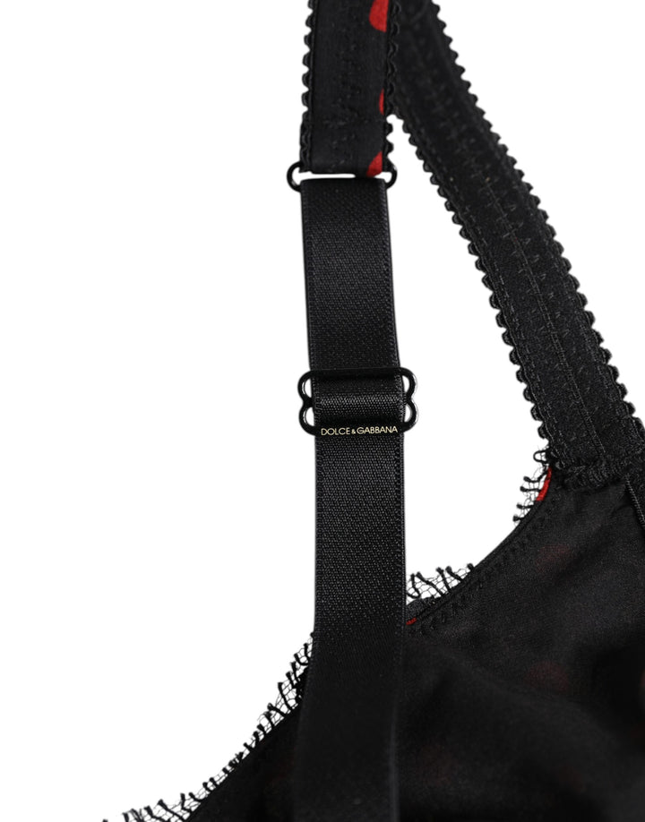 Dolce &amp; Gabbana Black Red Polka Dot Underwired Balconette Underwear