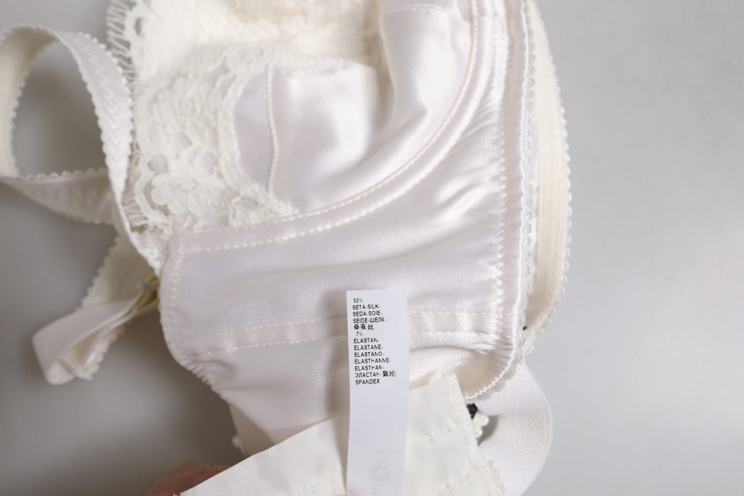 Dolce &amp; Gabbana White Silk Underwired Balconette Bra Underwear